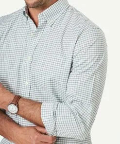 Gazman GAZFLEX Performance Check Long Sleeve Shirt - Sage -Cheap Gazman Store 4 46922