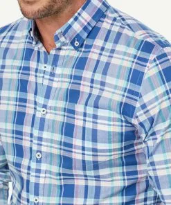 Gazman Tailored Casual Slub Check Long Sleeve Shirt - Multi Check -Cheap Gazman Store 4 46928