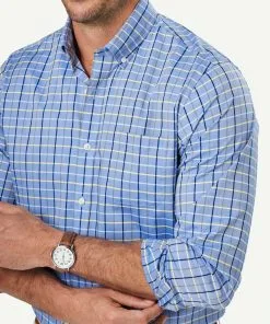 Gazman Easy Care Twill Check Long Sleeve Shirt - Chambray -Cheap Gazman Store 4 46965