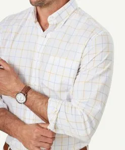 Gazman Easy Care Twill Check Long Sleeve Shirt - White -Cheap Gazman Store 4 46970