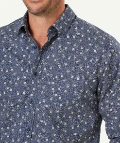 Gazman Casual Floral Dot Print Long Sleeve Shirt - Navy 10 Gazman Casual Floral Dot Print Long Sleeve Shirt - Navy -Cheap Gazman Store 4 46997
