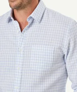 Gazman Tailored Linen Blend Check Long Sleeve Shirt - White -Cheap Gazman Store 4 47007