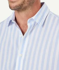 Gazman Casual Bold Melange Stripe Short Sleeve Shirt - Blue -Cheap Gazman Store 4 47317