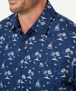 Gazman Casual Island Print Short Sleeve Shirt - Midnight -Cheap Gazman Store 4 47322