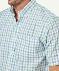 Gazman Easy Care Slub Check Short Sleeve Shirt - Palm -Cheap Gazman Store 4 47412