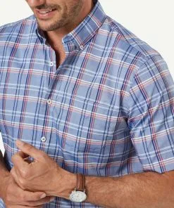Gazman Easy Care Oxford Check Short Sleeve Shirt - Chambray 10 Gazman Easy Care Oxford Check Short Sleeve Shirt - Chambray -Cheap Gazman Store 4 47438