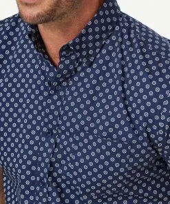 Gazman Tailored Casual Star Print Short Sleeve Shirt - Navy -Cheap Gazman Store 4 47448