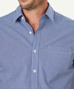 Gazman Easy Care Gingham Short Sleeve Shirt - Navy -Cheap Gazman Store 4 47464