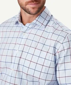Gazman Non-Iron Twill Check Long Sleeve Shirt - Pale Blue -Cheap Gazman Store 4 48507