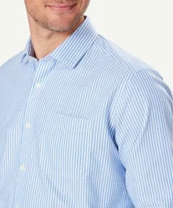 Gazman Non-Iron Twill Stripe Long Sleeve Shirt - Blue -Cheap Gazman Store 4 48522