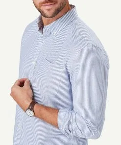 Gazman Tailored Oxford Stripe Long Sleeve Shirt - Blue -Cheap Gazman Store 4 48532