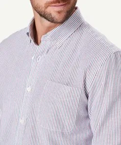 Gazman Tailored Oxford Stripe Long Sleeve Shirt - Red -Cheap Gazman Store 4 48537