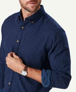 Gazman Casual Double Faced Check Long Sleeve Shirt - Midnight -Cheap Gazman Store 4 48566