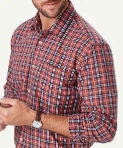 Gazman Casual Plaid Check Long Sleeve Shirt - Brick -Cheap Gazman Store 4 48588