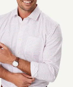 Gazman Non-Iron Twill Check Long Sleeve Shirt - Red -Cheap Gazman Store 4 48602