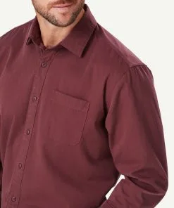 Gazman Authentic Twill Long Sleeve Shirt - Wine -Cheap Gazman Store 4 48641