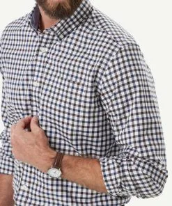 Gazman Easy Care Twill Check Long Sleeve Shirt - Chocolate -Cheap Gazman Store 4 49901