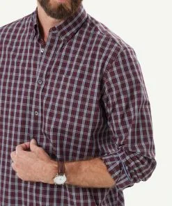 Gazman Easy Care Melange Check Long Sleeve Shirt - Burgundy 10 Gazman Easy Care Melange Check Long Sleeve Shirt - Burgundy -Cheap Gazman Store 4 49916