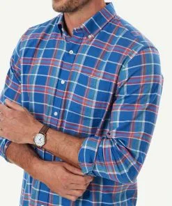 Gazman Brushed Twill Multi Check Long Sleeve Shirt - Indigo -Cheap Gazman Store 4 49931