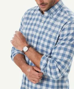 Gazman Brushed Twill Melange Check Long Sleeve Shirt - Slate -Cheap Gazman Store 4 49946