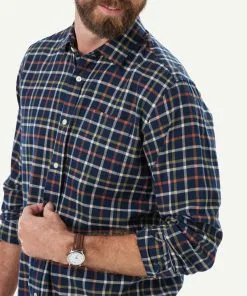 Gazman Brushed Twill Check Long Sleeve Shirt - Navy -Cheap Gazman Store 4 49983