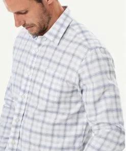 Gazman Brushed Twill Ombre Check Long Sleeve Shirt - White -Cheap Gazman Store 4 49998