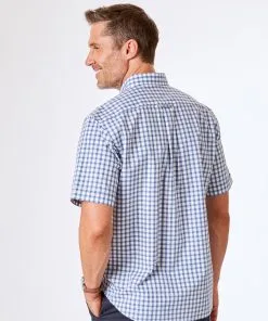 Gazman Easy Melange Box Check Short Sleeve Shirt - Denim -Cheap Gazman Store 4 00e29986 0975 4caa 9727 3c1c1a202e20