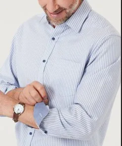 Gazman Easy Care Herringbone Stripe Shirt - Blue -Cheap Gazman Store 4 04845356 6f47 45c4 81e6 c70b027b61e8