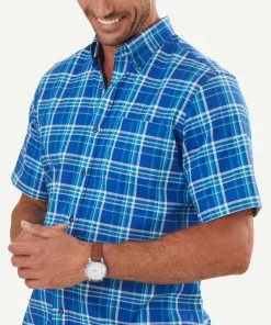 Gazman Easy Care Oxford Check Short Sleeve Shirt - Cobalt -Cheap Gazman Store 4 10b0432d 9550 45fa 880b 00990c1715b7