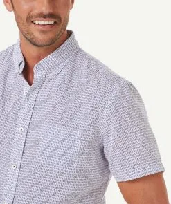Gazman Tailored Fit Linen Blend Print Short Sleeve Shirt - Navy 9 Gazman Tailored Fit Linen Blend Print Short Sleeve Shirt - Navy -Cheap Gazman Store 4 1fb2f7c6 8d9a 41d6 9a91 9af5c092a2e6