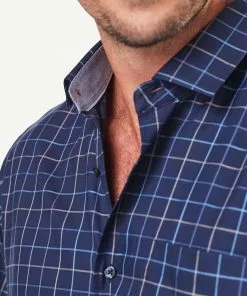 Gazman Easy Care Twill Check Long Sleeve Shirt - Navy -Cheap Gazman Store 4 2079177c 1220 40ab b3ff 6c896401c283