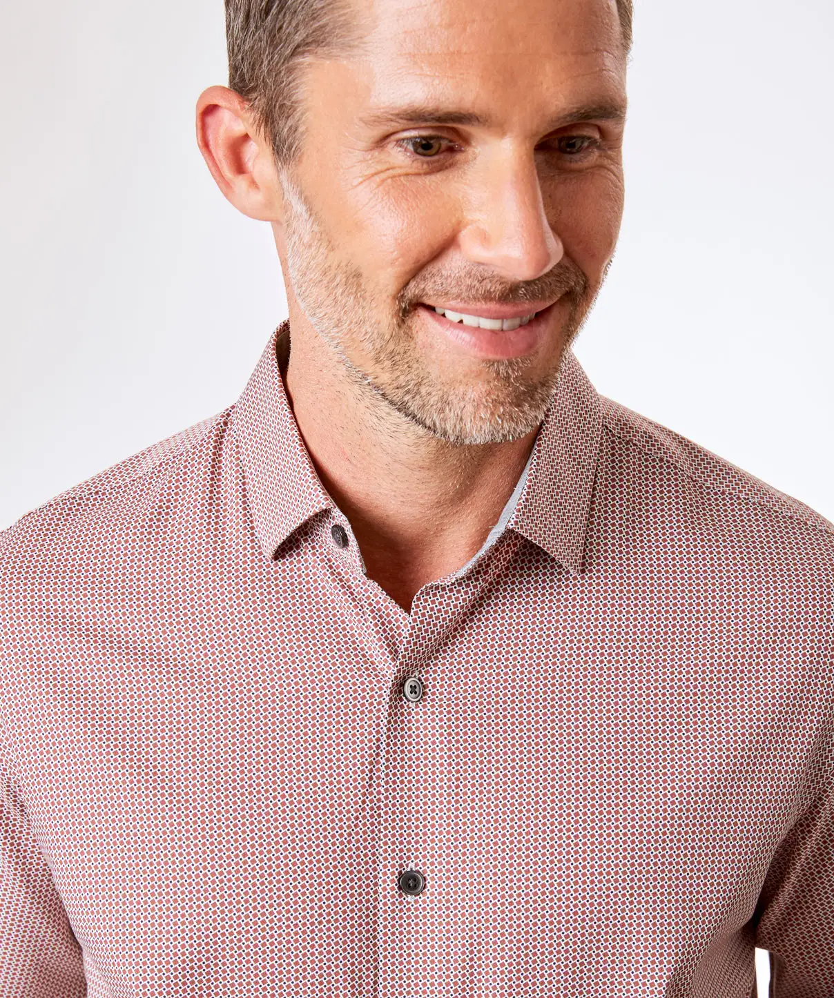 Gazman Smart Square Print Shirt - Brick 6 Gazman Smart Square Print Shirt - Brick - Image 4