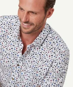 Gazman Tailored Fit Fish Print Short Sleeve Shirt - White -Cheap Gazman Store 4 3382ce84 31c2 4c7a ba84 582ea3065f78
