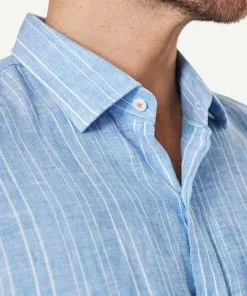 Gazman Tailored Linen Stripe Long Sleeve Shirt - Marine Blue -Cheap Gazman Store 4 345f73ad d6b7 469c 9847 bedaeb164aa2