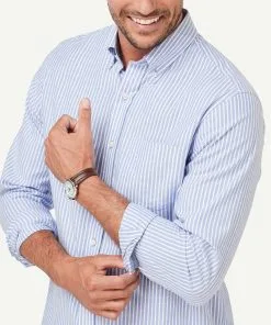 Gazman Brushed Twill Stripe Long Sleeve Shirt - Blue -Cheap Gazman Store 4 3922cab8 dcce 425c 8d2d 903b1d98cdce