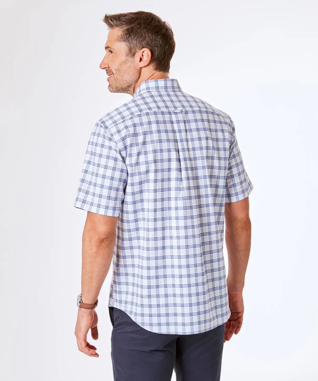 Gazman Easy Care Oxford Check Short Sleeve Shirt - White 6 Gazman Easy Care Oxford Check Short Sleeve Shirt - White - Image 4