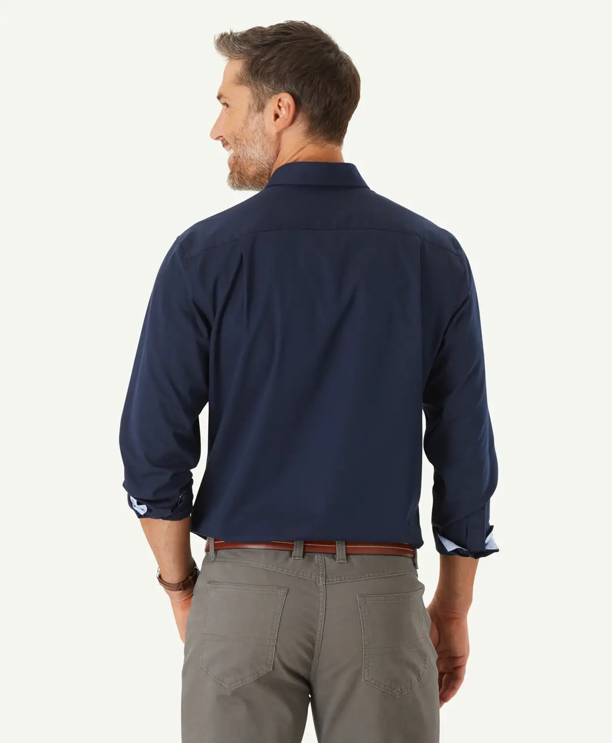 Gazman Easy Care Plain Twill Shirt - Navy 6 Gazman Easy Care Plain Twill Shirt - Navy - Image 4