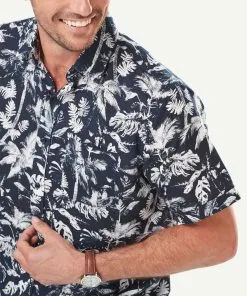 Gazman Linen Blend Palm Printed Short Sleeve Shirt - Navy 9 Gazman Linen Blend Palm Printed Short Sleeve Shirt - Navy -Cheap Gazman Store 4 60327006 38bd 4754 9a85 633f120943e8