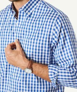 Gazman Non-Iron Oxford Check Long Sleeve Shirt - Navy -Cheap Gazman Store 4 604bd2b1 c0f5 4dea 9fae a27eb2b7d0aa