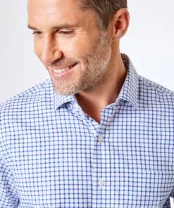 Gazman Easy Care Twill Check Shirt - Blue -Cheap Gazman Store 4 74019055 c664 4f20 9c95 cce7e1e017f3