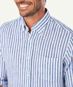 Gazman Linen Bengal Stripe Long Sleeve Shirt - Surf -Cheap Gazman Store 4 7615bcd9 0e3a 4e3b b060 95ef0068b35d