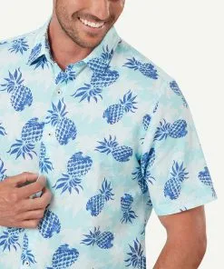 Gazman Linen Blend Pineapple Print Short Sleeve Shirt - Turquoise -Cheap Gazman Store 4 a0347cb5 a27e 490b a80f e2980f3ce4e9