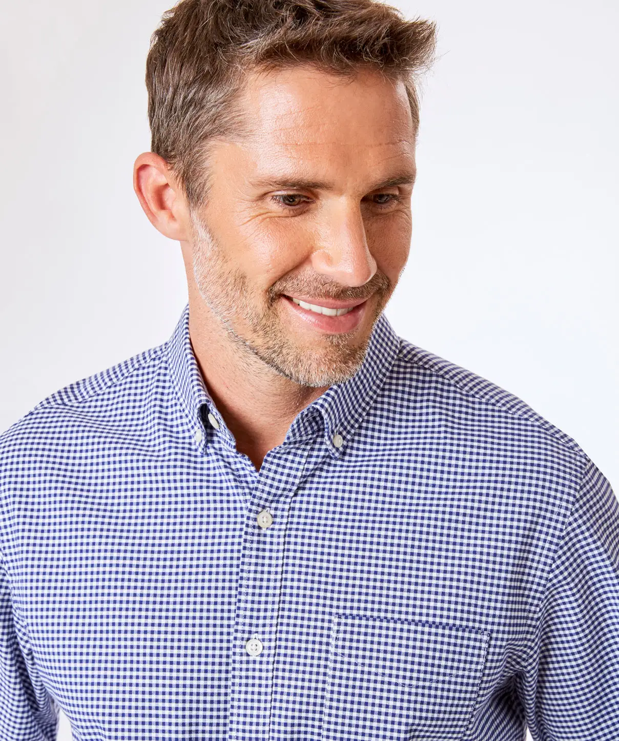 Gazman Casual Stretch Gingham Shirt - Navy 6 Gazman Casual Stretch Gingham Shirt - Navy - Image 4