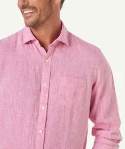 Gazman Pure Linen Plain Long Sleeve Shirt - Berry -Cheap Gazman Store 4 b5f900dc 9889 4d08 80b8 6c885f37a604