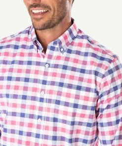 Gazman Easy Care Dobby Check Long Sleeve Shirt - Watermelon -Cheap Gazman Store 4 b961e4c9 f18c 40ad b0dd c08bea8e1b51
