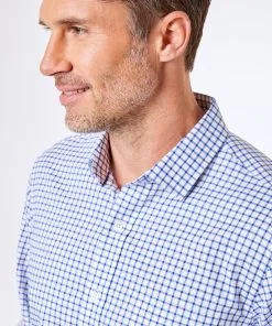 Gazman Tailored Fit Easy Care Twill Check Shirt - Blue -Cheap Gazman Store 4 cccbc15d e997 4199 984b 076f73f8df46
