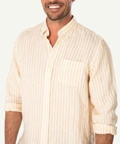 Gazman Linen Bengal Stripe Long Sleeve Shirt - Mineral Yellow -Cheap Gazman Store 4 cf603d3f 5130 4e13 82c0 377bc95e659a