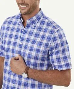 Gazman Easy Care Oxford Check Short Sleeve Shirt - Cobalt -Cheap Gazman Store 4 d0b19ec1 0888 486d bf8f 1952029cb8df
