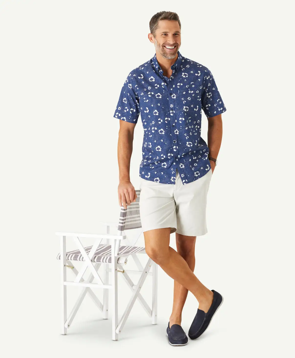 Gazman Hibiscus Print Short Sleeve Shirt - Navy 6 Gazman Hibiscus Print Short Sleeve Shirt - Navy - Image 4