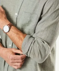 Gazman Linen Plain Long Sleeve Shirt - Khaki -Cheap Gazman Store 4 f32b79c3 43e4 4ffa a6b1 6fbd6ff6b0b7